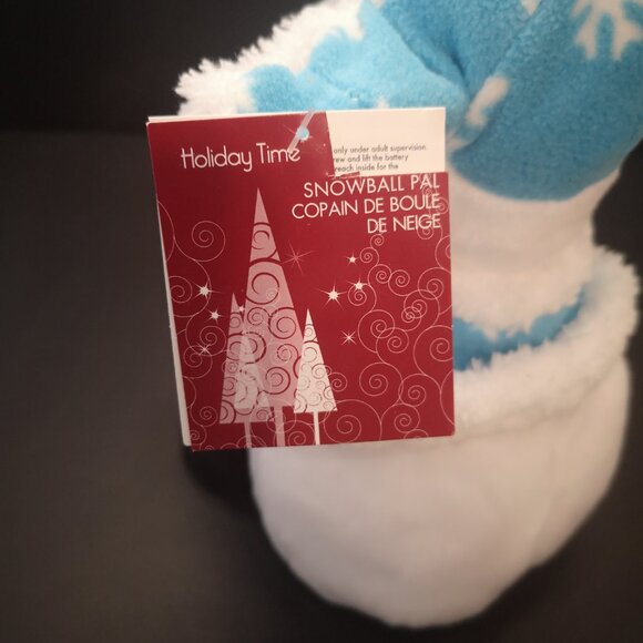 NWT Holiday Time Singing Snowball Pal Blue & White w/ Black Feet 10" Tall - Picture 2 of 5